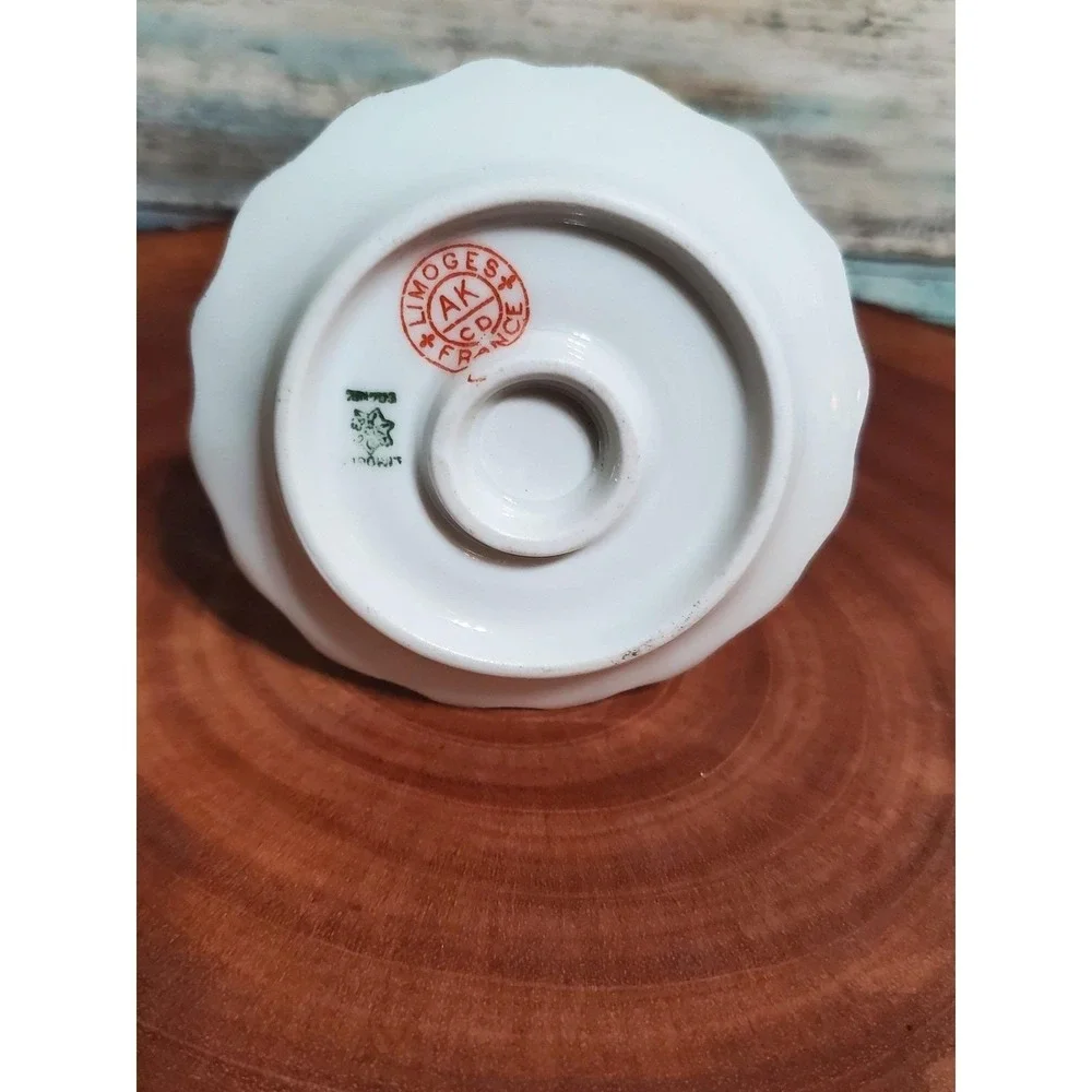 Limoges‎ France AK & CD Porcelain Hat Pin Holder Art Nouveau Floral Gold Trim